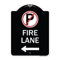 Signmission Fire Lane No Parking and Left Arrow Heavy-Gauge Aluminum Sign, 24" x 18", BW-1824-24020 A-DES-BW-1824-24020